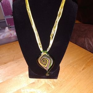 3 glass pendant necklaces